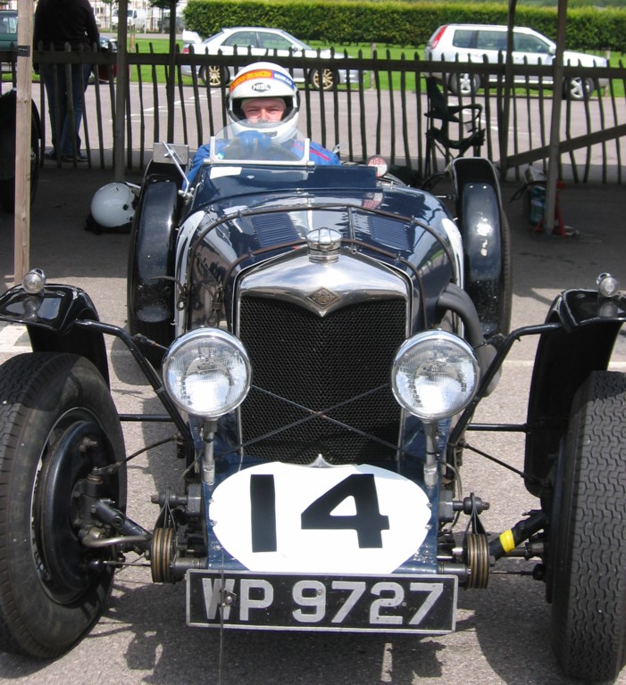 Steve Gordon in Rob Blakemore's Riley 12/4 in the Goodwood paddock